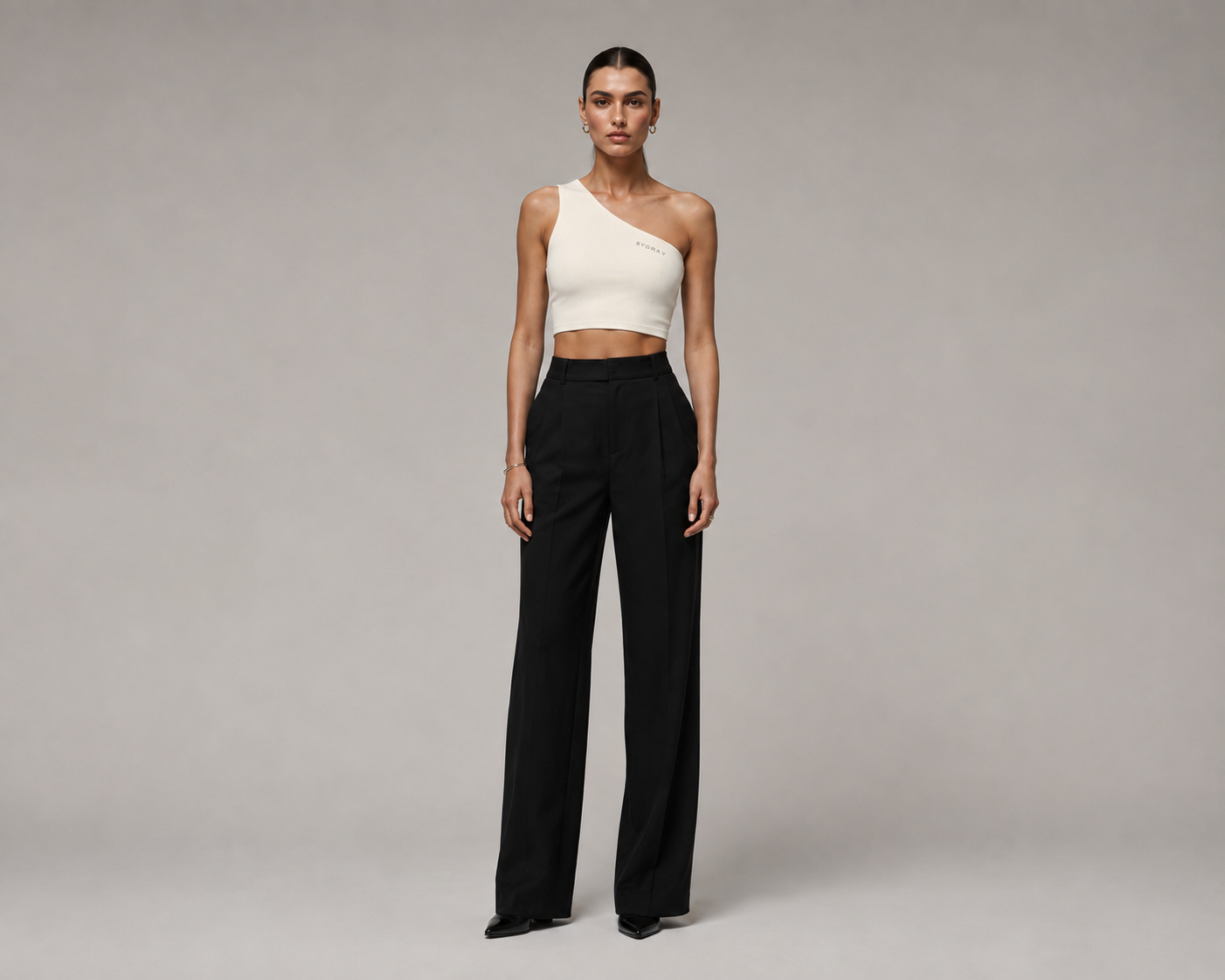 BYGRAY Asymmetric Rib Crop Top
