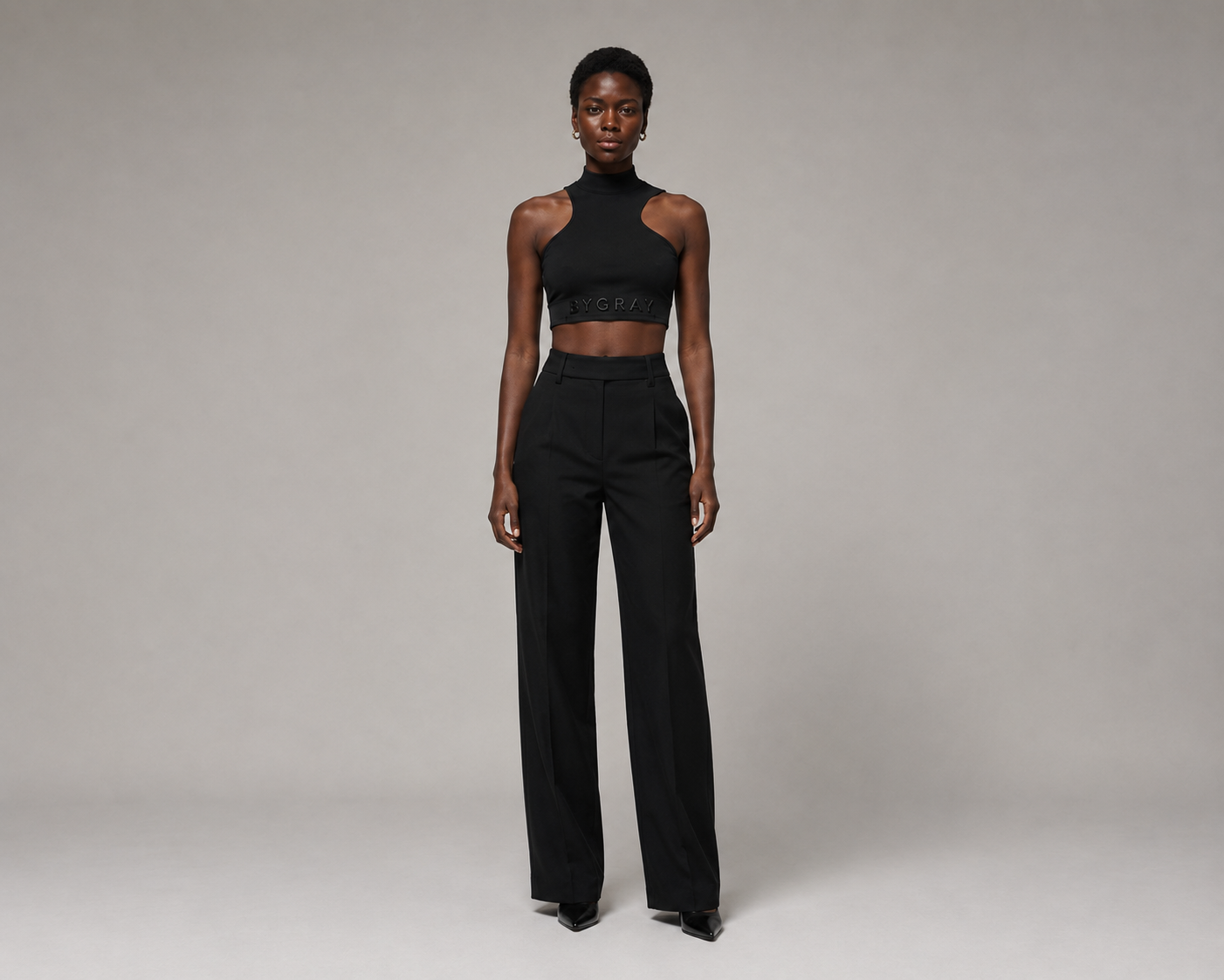 BYGRAY Black Relief Crop Top